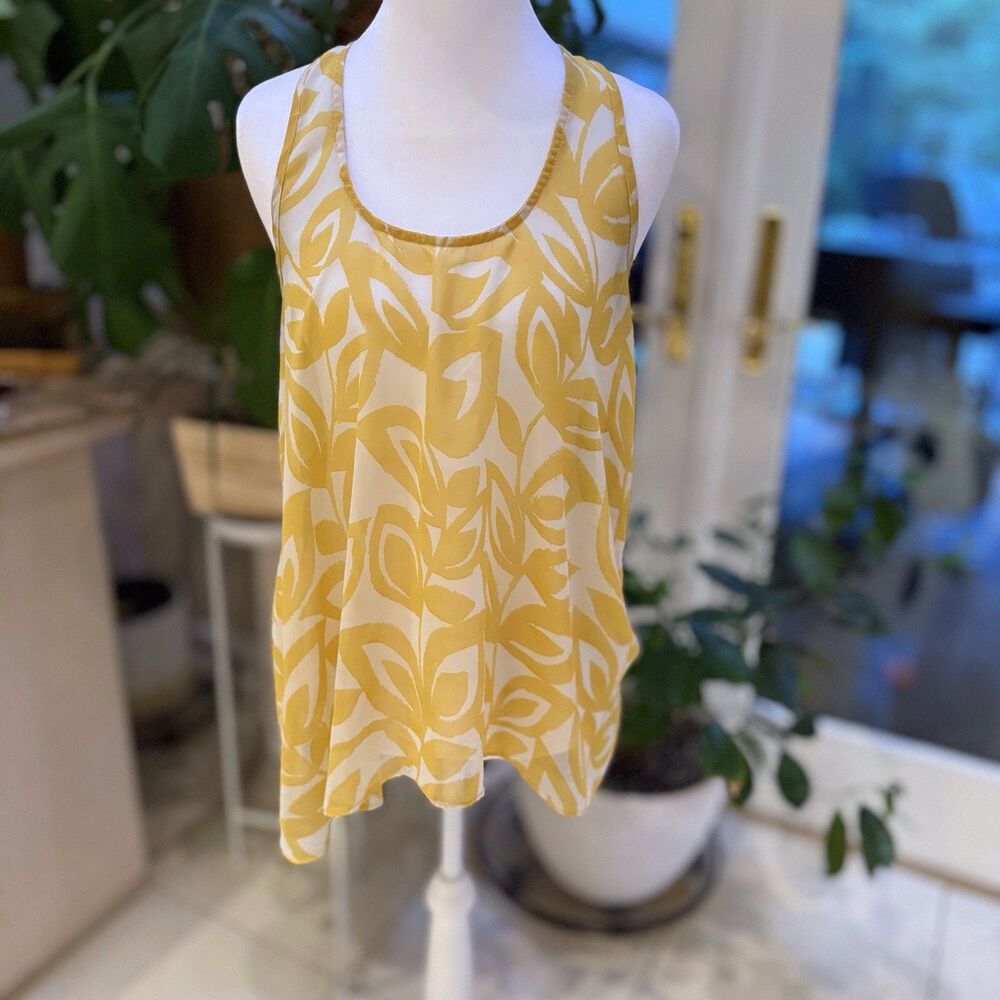 Umgee Yellow Tunic Tank Small Bohemian ‎ Beachy Gauzy Lightweight Flowy